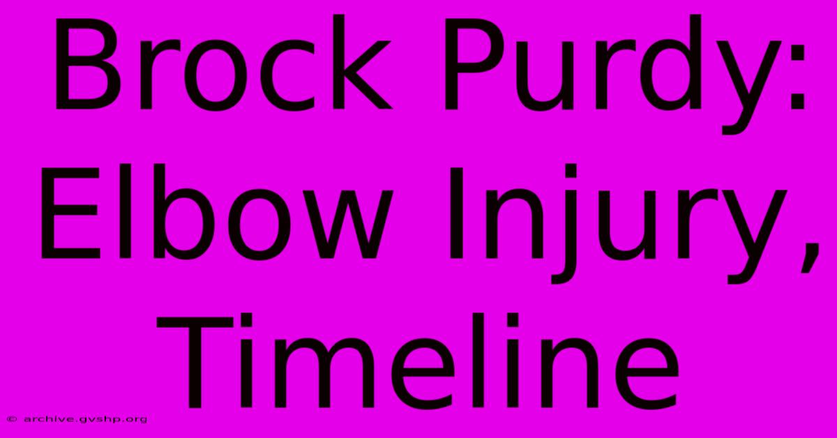 Brock Purdy: Elbow Injury, Timeline