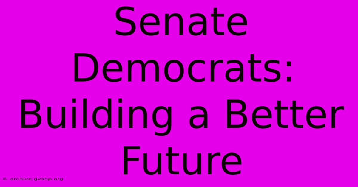 Senate Democrats:  Building A Better Future